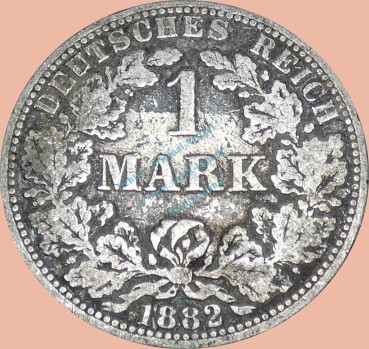 1 Mark Kursmünze deutsches Kaiserreich 1882 A -kleiner Adler- s-ss. J.9 -0956-