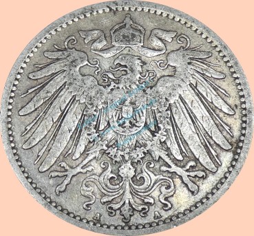 Preview: 1 Mark Münze -gr. Adler- 1906 A -deutsches Kaiserreich- s-ss J.17 -0922-