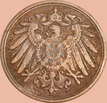 Preview: 1 Pfennig Münze 1891 D -Deutsches Kaiserreich- s-ss J.10 -0985-