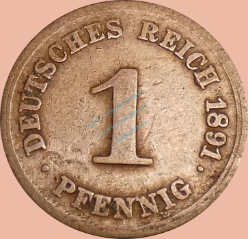 1 Pfennig Münze 1891 F -Deutsches Kaiserreich- s J.10 -0986-