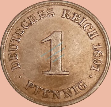 1 Pfennig Münze 1891 J -Deutsches Kaiserreich- vz , J.10 -0984-