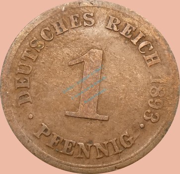 1 Pfennig Münze 1893 G -Deutsches Kaiserreich- s-ss J.10 -0992-
