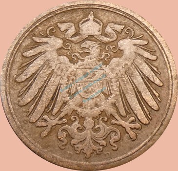 Preview: 1 Pfennig Münze 1895 D -Deutsches Kaiserreich- s-ss J.10 -0995-