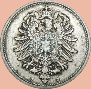Preview: 10 Pfennig Münze Deutsches Kaiserreich 1873 D -kl.Adler- ss-ss J.4 -0966-