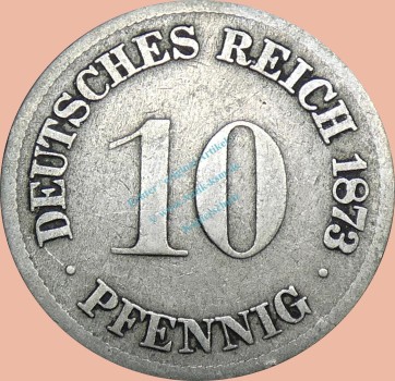 10 Pfennig Münze Deutsches Kaiserreich 1873 F -kl.Adler- s J.4 -0967-