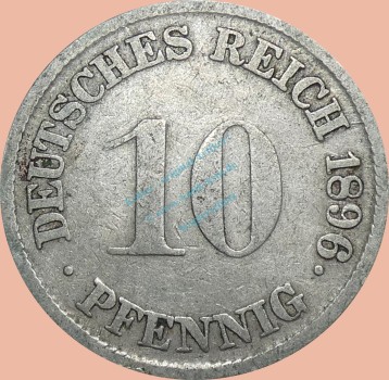 10 Pfennig Münze Deutsches Kaiserreich 1896 G -gr.Adler- s-ss J.13 -0980-