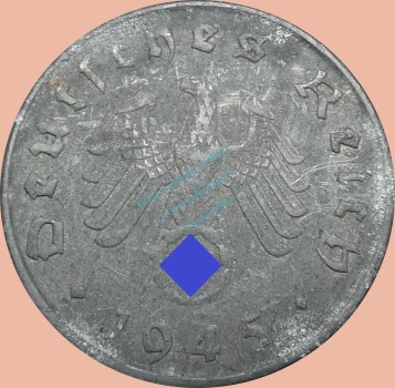 Preview: 10 Pfennig Münze Deutsches Reich 1945 E -Zink- s-ss J.371 -0983-