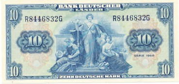 10 Mark Schein L-gbr 1949 BRD-4, Ros.258, P.16.a , Bank deutscher Länder -1287-