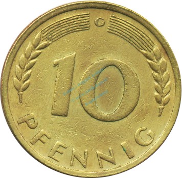 10 Pfennig Kursmmünze 1967 G -Bundesrepublik Deutschland- ss , J.383 -0698-