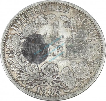 1 Mark Kursmünze -gr. Adler- 1905 A -deutsches Kaiserreich- s-ss J.17 -0850-
