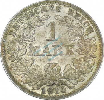 1 Mark Kursmünze -gr. Adler- 1914 J -deutsches Kaiserreich- s-ss J.17 -0852-