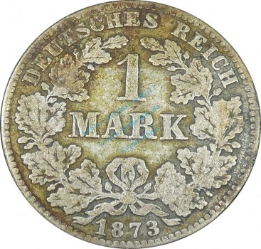 1 Mark Kursmünze -kl. Adler- 1873 A -deutsches Kaiserreich- s-ss J.9 -0841-