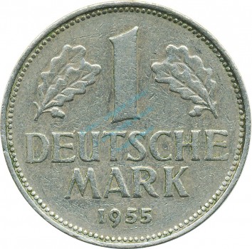 1 Mark Kursmmünze 1955 G -Bundesrepublik Deutschland- s-ss , J.385 -0705-