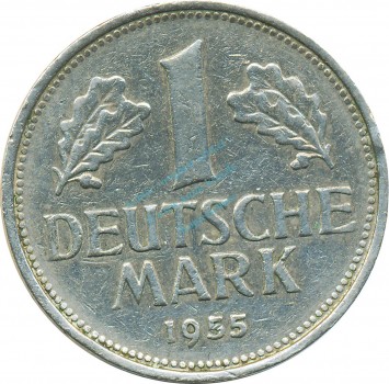 1 Mark Kursmmünze 1955 G -Bundesrepublik Deutschland- s-ss , J.385 -0710-