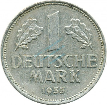 1 Mark Kursmmünze 1955 G -Bundesrepublik Deutschland- s-ss , J.385 -0711-