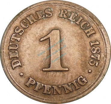 1 Pfennig Kursmünze 1875 B -Deutsches Kaiserreich- s-ss , J.1 -0758-