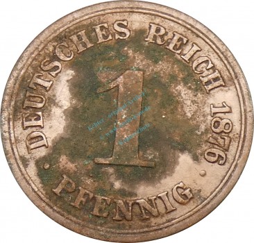1 Pfennig Kursmünze 1876 D -Deutsches Kaiserreich- ss , J.1 -0772-