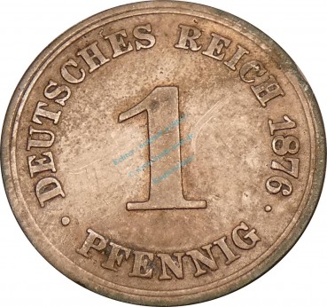 1 Pfennig Kursmünze 1876 E -Deutsches Kaiserreich- s-ss , J.1 -0773-