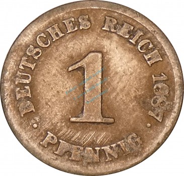 1 Pfennig Kursmünze 1887 G -deutsches Kaiserreich- s , J.1 -0722-