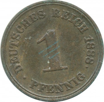 1 Pfennig Kursmünze 1888 F -deutsches Kaiserreich- s-ss , J.1 -0720-