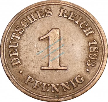 1 Pfennig Kursmünze 1893 E -deutsches Kaiserreich- ss , J.10 -0730-