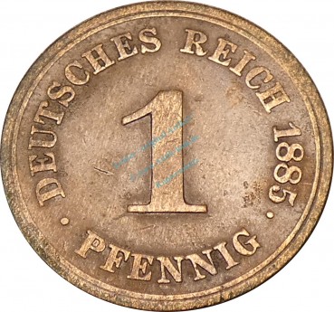 1 Reichs Pfennig Kursmünze 1885 A -Deutsches Kaiserreich- s , J.1 -0780-