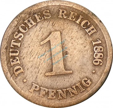 1 Reichspfennig Kursmünze 1886 D -Deutsches Kaiserreich- s , J.1 -0783-