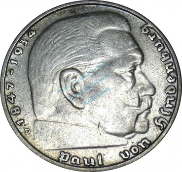 2 Mark Kursmünze -Hindenburg- 1937 D -deutsches Reich- ss-vz J.366 -0809-