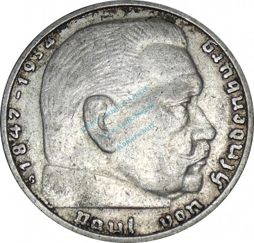 2 Mark Kursmünze -Hindenburg- 1937 J -deutsches Reich- ss-vz J.366 -0813-