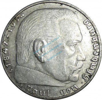 2 Mark Kursmünze -Hindenburg- 1939 J -deutsches Reich- ss-vz J.366 -0807-