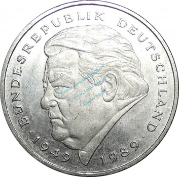 2 Mark Kursmmünze 1990 D -BRD Franz-Josef Strauß- ss-vz , J.450 -0680-