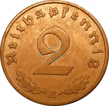 2 Pfennig Kursmünze 1937 E -Drittes Reich- ss-vz , J.362 -0736-