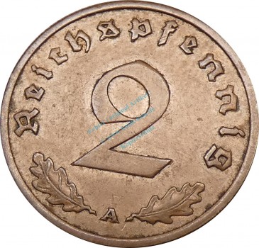 2 Reichs Pfennig Kursmünze 1937 A -Deutsches Reich- ss-vz , J.362 -0779-