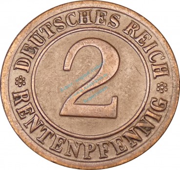 2 Rentenpfennig Kursmünze 1923 G -Deutsches Reich- ss-vz , J.307 -0776-
