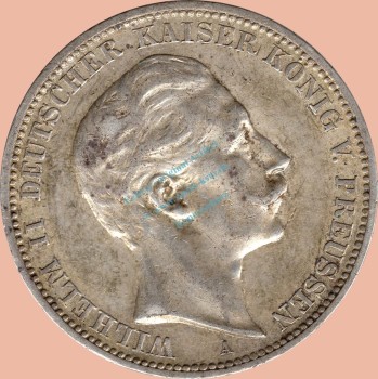 3 Mark Kursmünze Preussen 1911 A -Wilhelm II- ss-vz J.103 -0941-