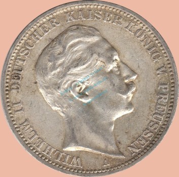 3 Mark Kursmünze Preussen 1912 A -Wilhelm II- ss-vz J.103 -0939-