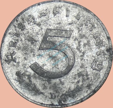 5 Pfennig Münze -Deutsches Reich- 1947 D -Ohne HK- s-ss J.374 -0961-