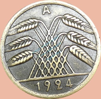 50 Rentenpfennig Münze Weimarer Republik 1924 A -Berlin- ss-ss. J.310 -0957-