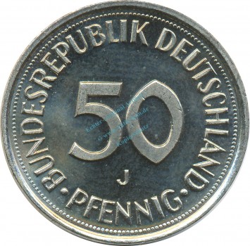 50 Pfennig Kursmmünze 1995 J -Bundesrepublik Deutschland- vz-stgl , J.384 -0690-