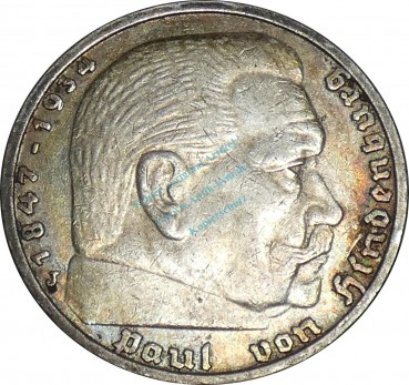 5 Mark Kursmünze -Hindenburg- 1935 J -deutsches Reich- ss-vz J.360 -0791-