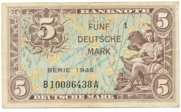 5 Mark Schein -Kopfgeld- gbr. 1948 WBZ-4, Ros.236, P.4.a , Bank deutscher Länder -1295-