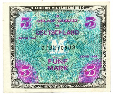 5 Mark Schein gbr. 1944 AMB-3.a, Ros.202, P.193 Alliierte Besatzung -1302-