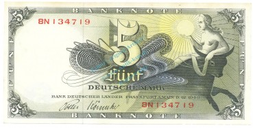 5 Mark Schein unc-kfr 1948 BRD-1, Ros.252, P.13 , Bank deutscher Länder -1286-