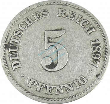 5 Pfennig Kursmünze -gr. Adler- 1897 E -deutsches Kaiserreich- s-ss J.12 -0878-