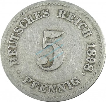 5 Pfennig Kursmünze -gr. Adler- 1898 G -deutsches Kaiserreich- s J.12 -0880-
