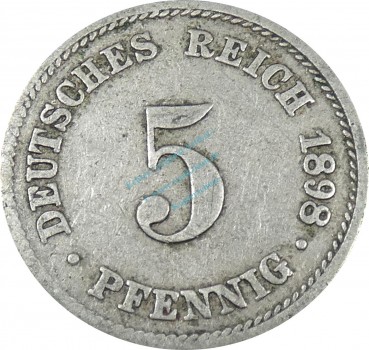 5 Pfennig Kursmünze -gr. Adler- 1898 J -deutsches Kaiserreich- s-ss J.12 -0881-