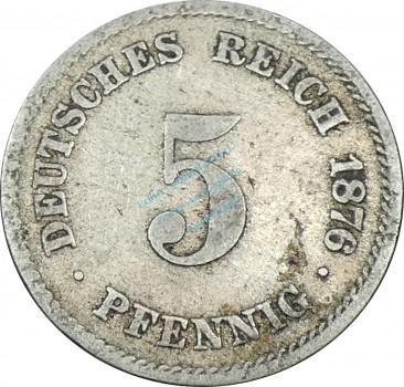 5 Pfennig Kursmünze -kl. Adler- 1876 G -deutsches Kaiserreich- s-ss J.3 -0864-