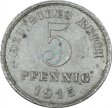 5 Pfennig Kursmünze -Reichsadler- 1915 J -deutsches Kaiserreich- s-ss J.297 -0897-