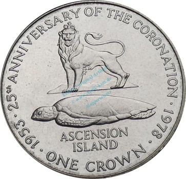 Ascension Island , 1 Crown Münze 1978 -25th Anniversary Elizabeth II- KM.1 vz-stgl -0285-