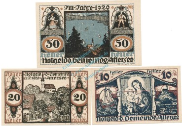 Attersee , Notgeld Set 3 Scheine unc-kfr. K-K.60 , 1920 Ober Österreich -0494-